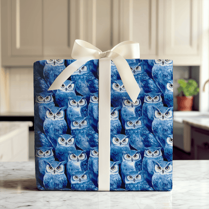 Hoot Blue - Wrapping Paper - Aspen & Arlo