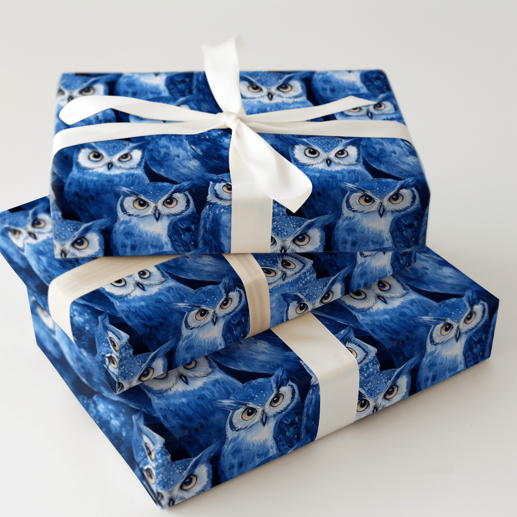 Hoot Blue - Wrapping Paper - Aspen & Arlo