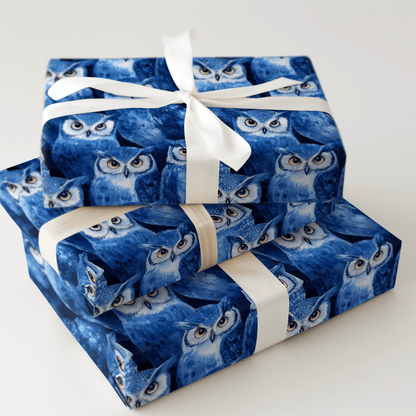 Hoot Blue - Wrapping Paper - Aspen & Arlo