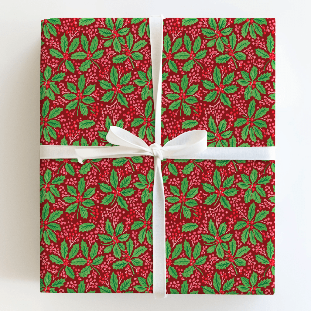 Cranberry Berry Holly - Wrapping Paper - Aspen & Arlo