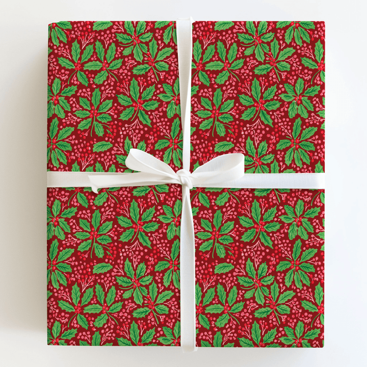 Cranberry Berry Holly - Wrapping Paper - Aspen & Arlo