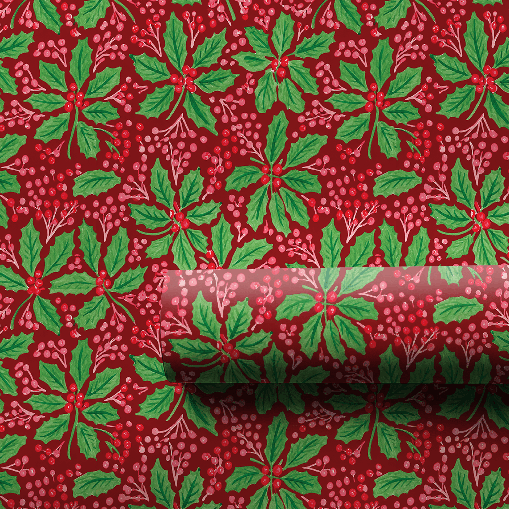 Cranberry Berry Holly - Wrapping Paper - Aspen & Arlo