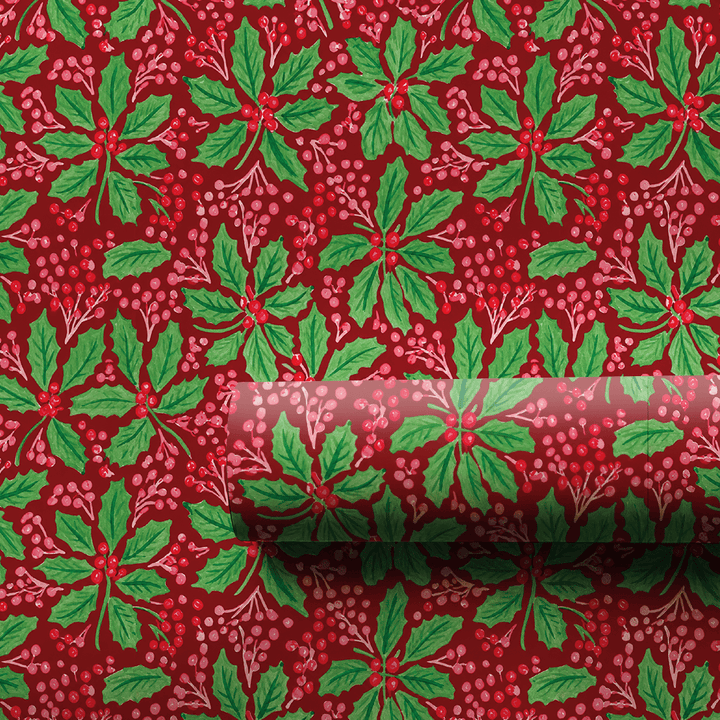 Cranberry Berry Holly - Wrapping Paper - Aspen & Arlo