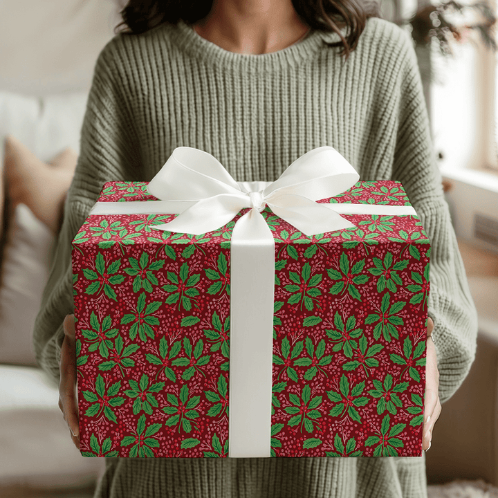 Cranberry Berry Holly - Wrapping Paper - Aspen & Arlo