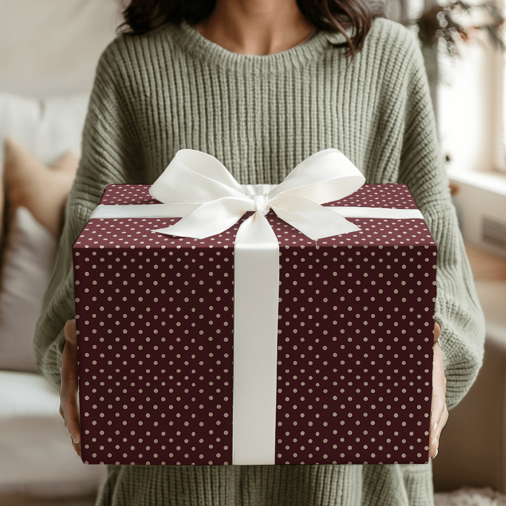 Burgundy Dot - Wrapping Paper - Aspen & Arlo