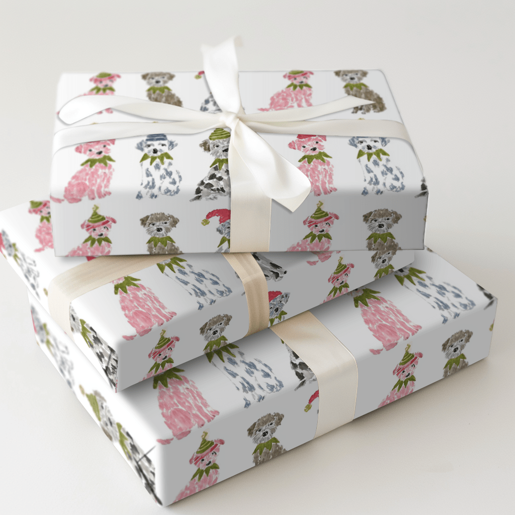Elf Pups - Wrapping Paper - Aspen & Arlo