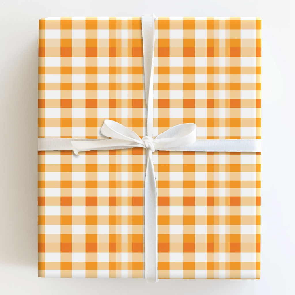 Papaya Gingham - Wrapping Paper - Aspen &amp; Arlo