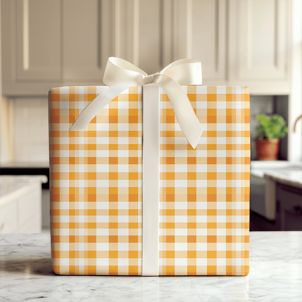 Papaya Gingham - Wrapping Paper - Aspen & Arlo
