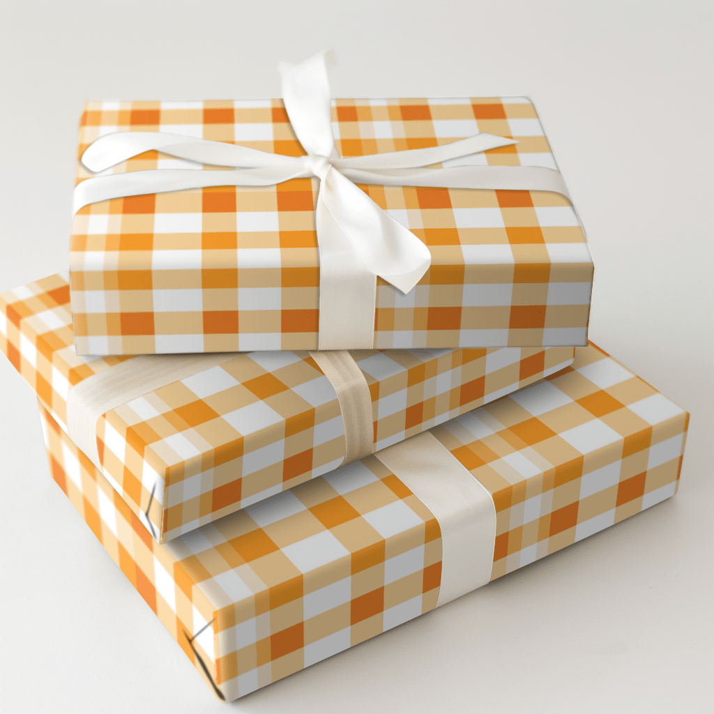 Papaya Gingham - Wrapping Paper - Aspen & Arlo