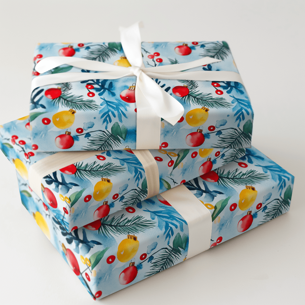 Charlottes Blue Christmas - Wrapping Paper - Aspen & Arlo
