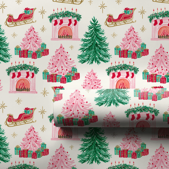 Stockings by the Fire - Wrapping Paper - Aspen & Arlo