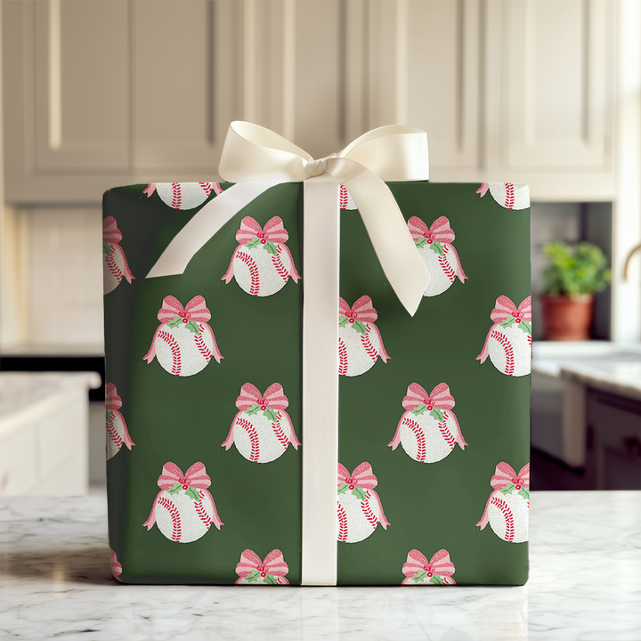 Green Baseball Bow