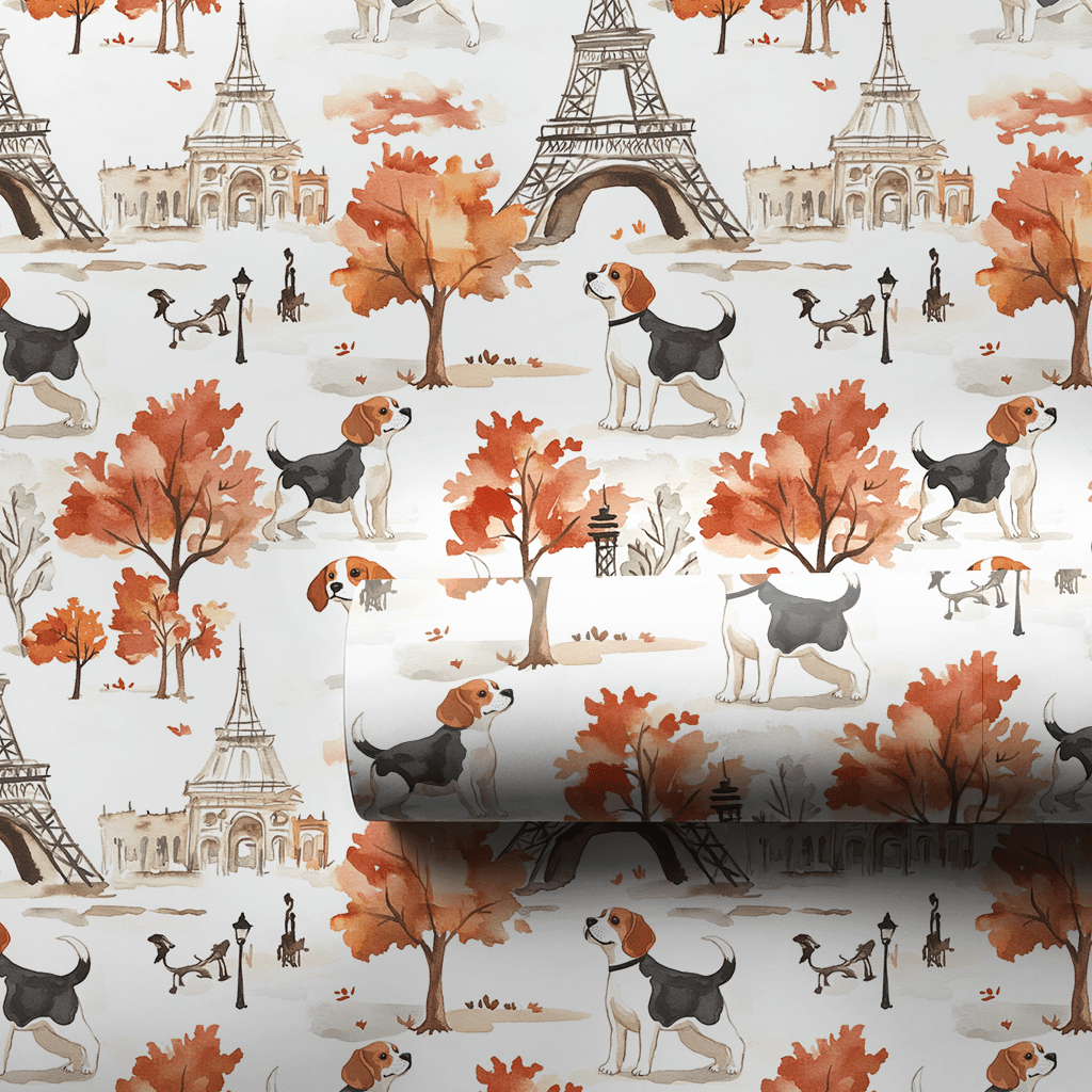 Paris with the Beagles - Wrapping Paper - Aspen & Arlo