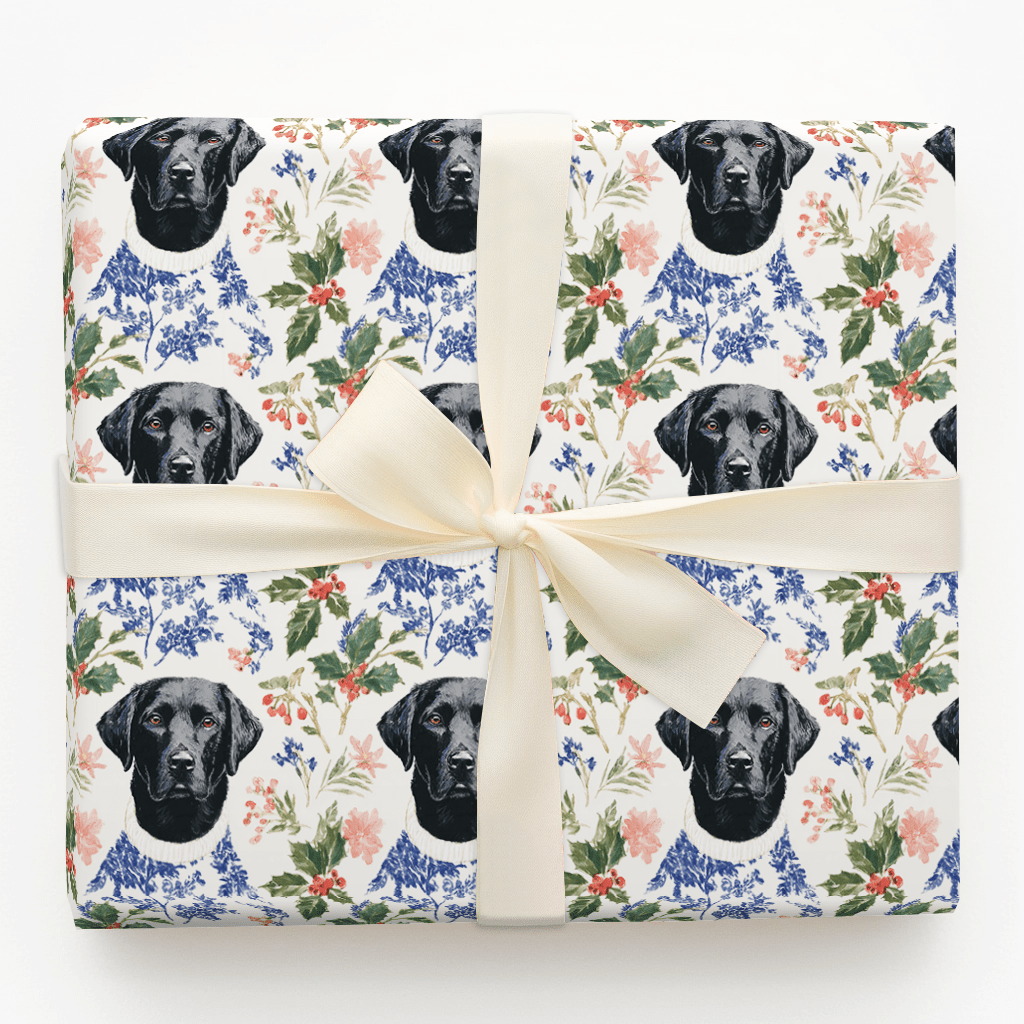 Snowy Lab Christmas - Wrapping Paper - Aspen & Arlo
