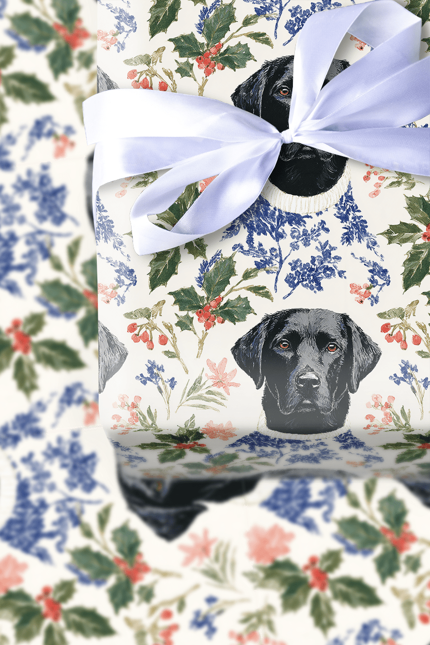 Snowy Lab Christmas - Wrapping Paper - Aspen & Arlo