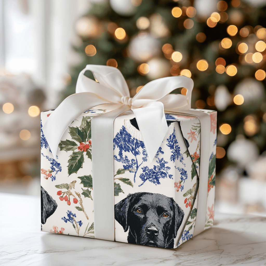 Snowy Lab Christmas - Wrapping Paper - Aspen & Arlo