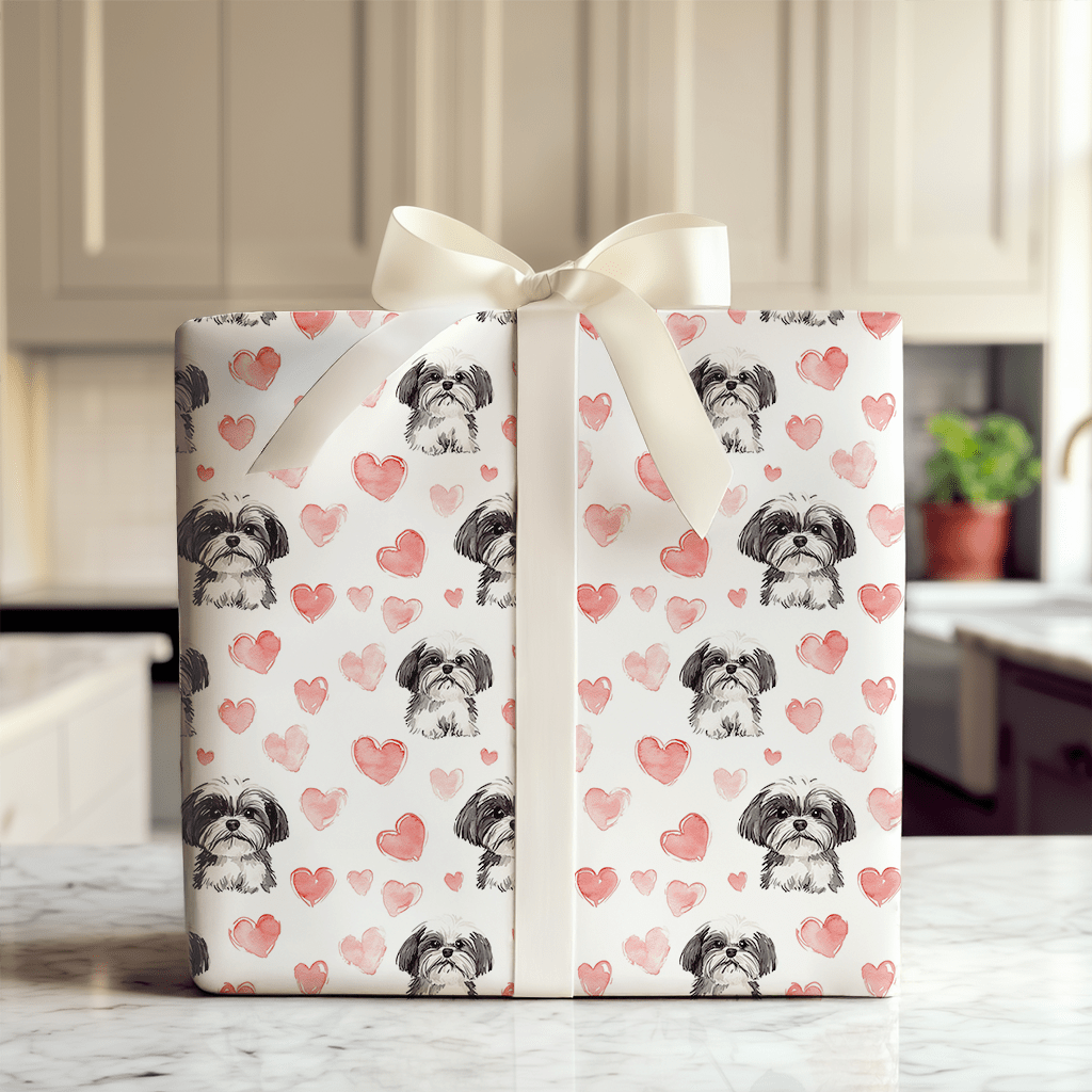 Shih Tzu Valentine - Wrapping Paper - Aspen & Arlo