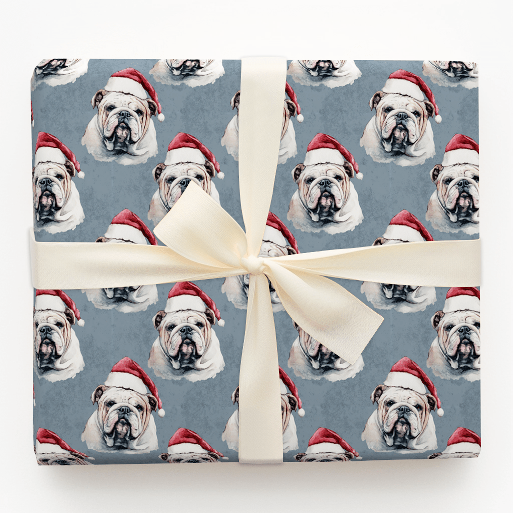 Bulldog Santa - Wrapping Paper - Aspen & Arlo