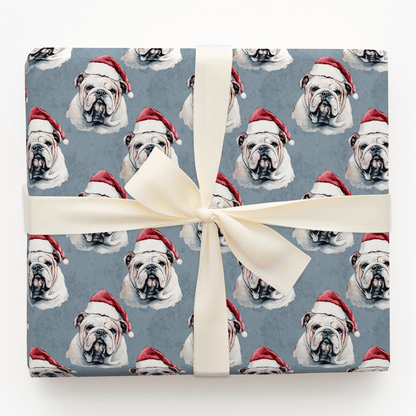 Bulldog Santa - Wrapping Paper - Aspen & Arlo