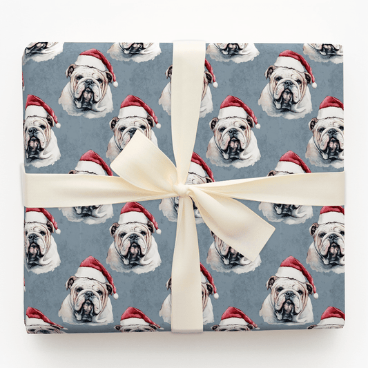 Bulldog Santa - Wrapping Paper - Aspen & Arlo