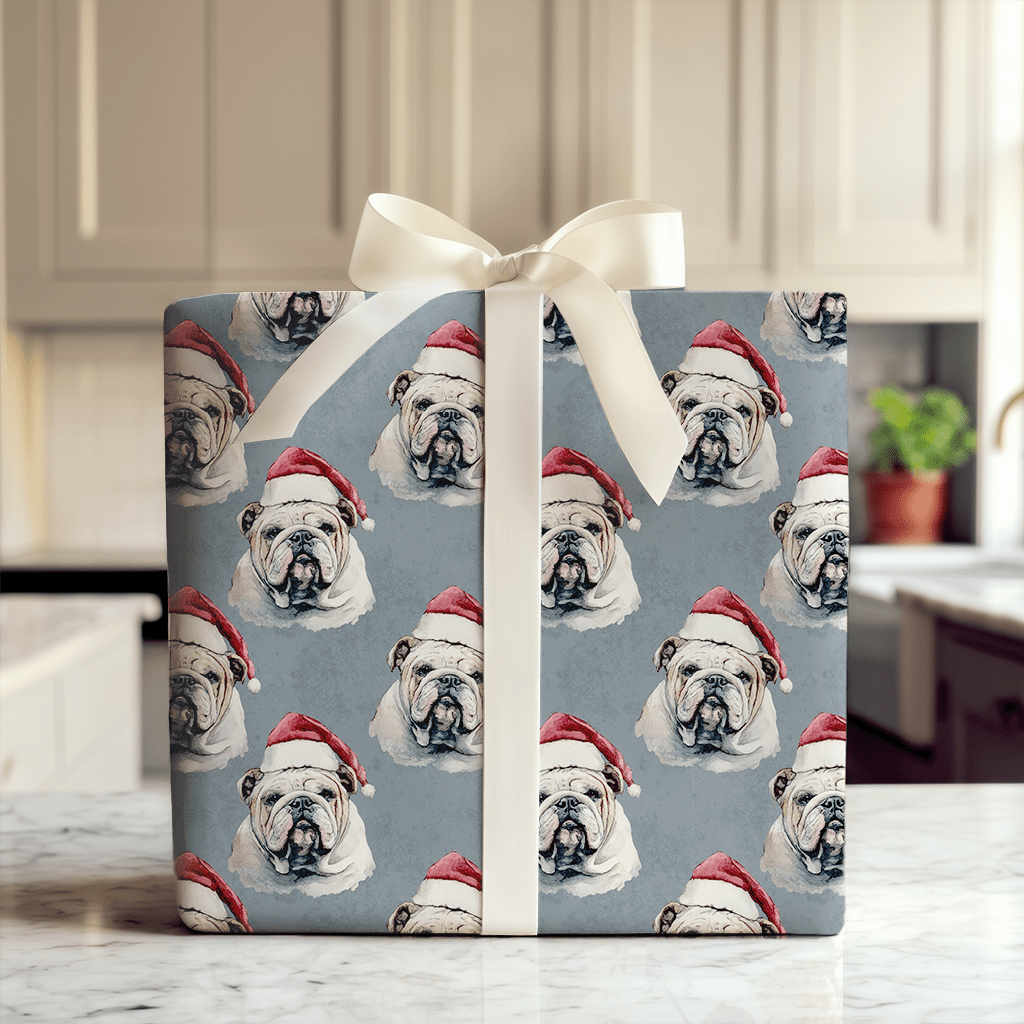 Bulldog Santa - Wrapping Paper - Aspen & Arlo