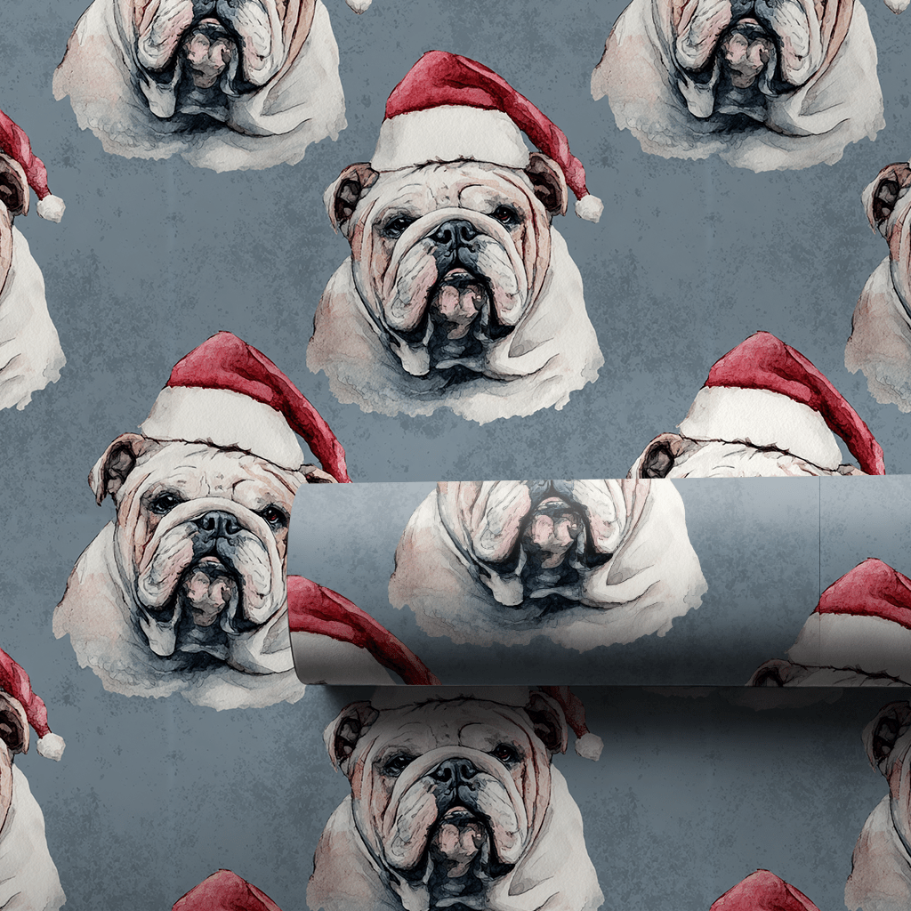 Bulldog Santa - Wrapping Paper - Aspen & Arlo