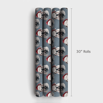 Bulldog Santa - Wrapping Paper - Aspen & Arlo