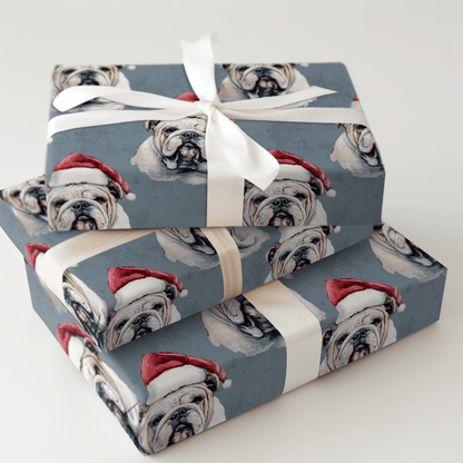 Bulldog Santa - Wrapping Paper - Aspen & Arlo