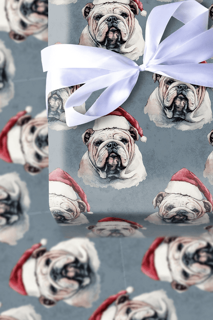 Bulldog Santa - Wrapping Paper - Aspen & Arlo