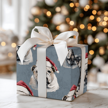 Bulldog Santa - Wrapping Paper - Aspen & Arlo