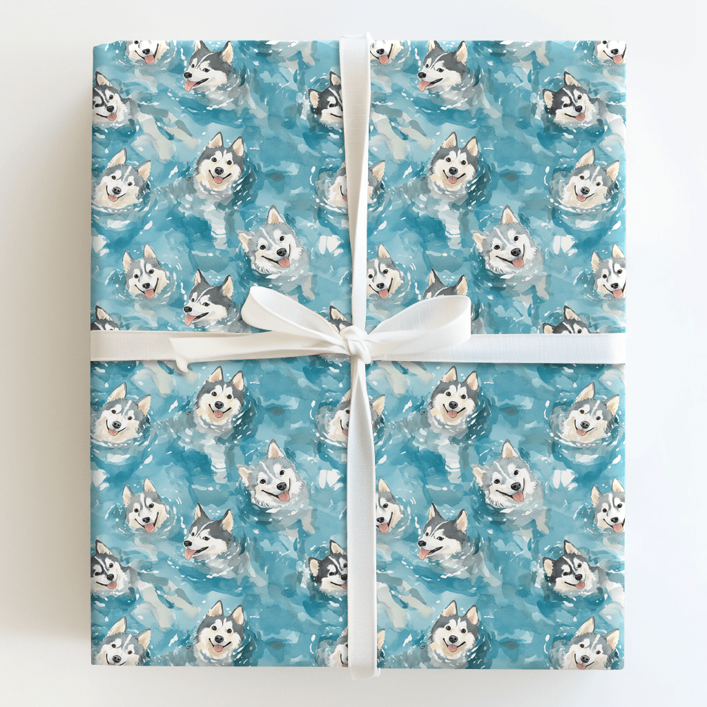 Pool Day with the Huskies - Wrapping Paper - Aspen & Arlo