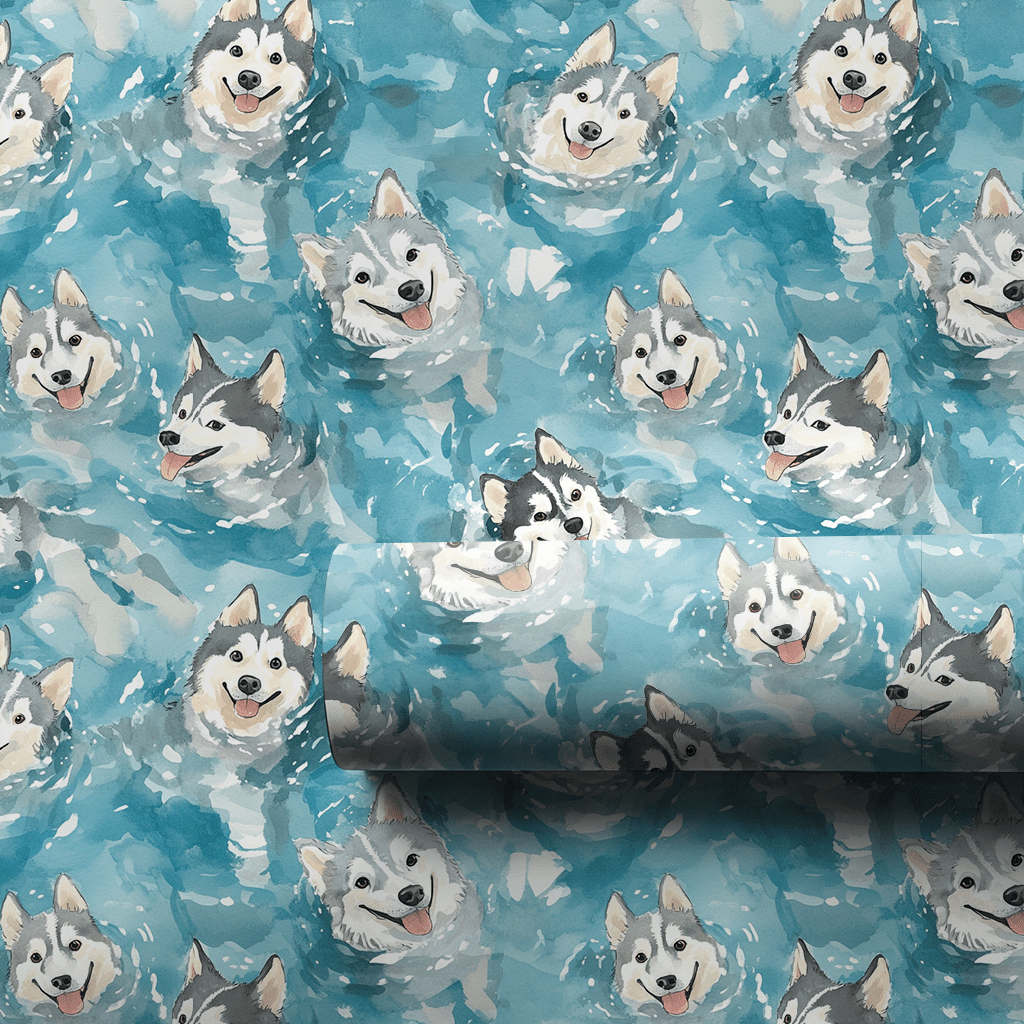 Pool Day with the Huskies - Wrapping Paper - Aspen & Arlo