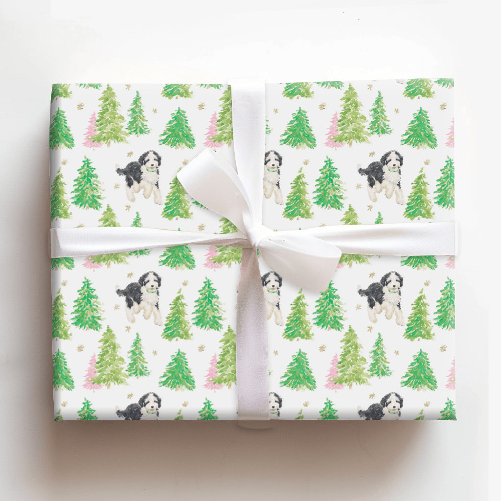 Bernadoodle in the Snow - Wrapping Paper - Aspen & Arlo