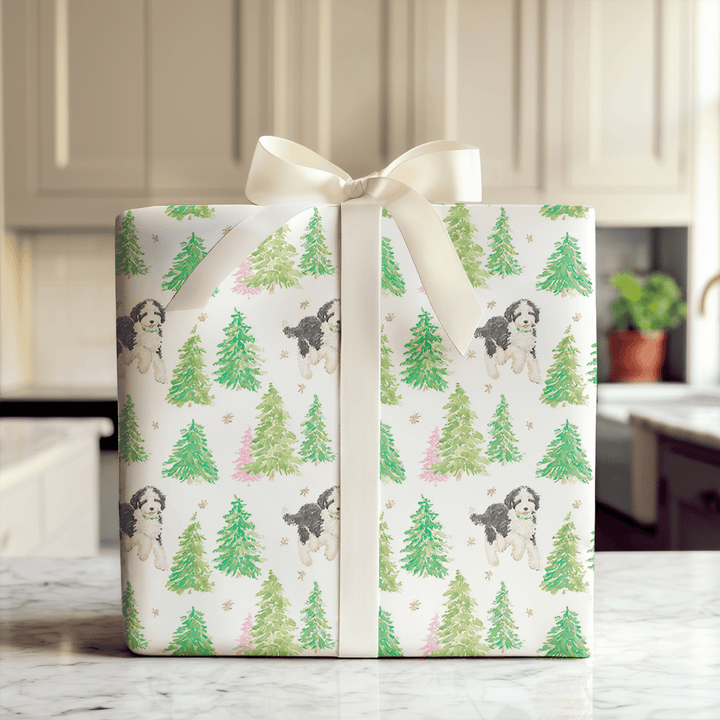 Bernadoodle in the Snow - Wrapping Paper - Aspen & Arlo
