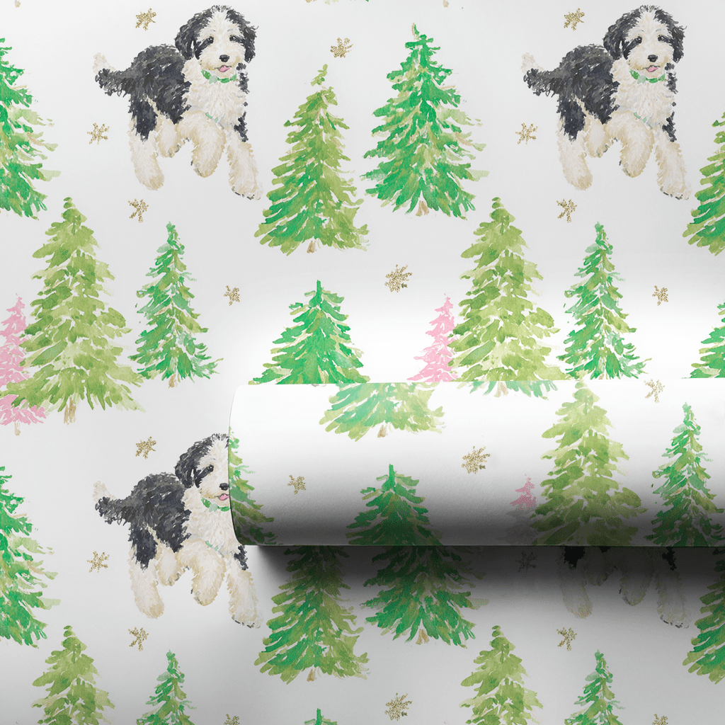 Bernadoodle in the Snow - Wrapping Paper - Aspen & Arlo