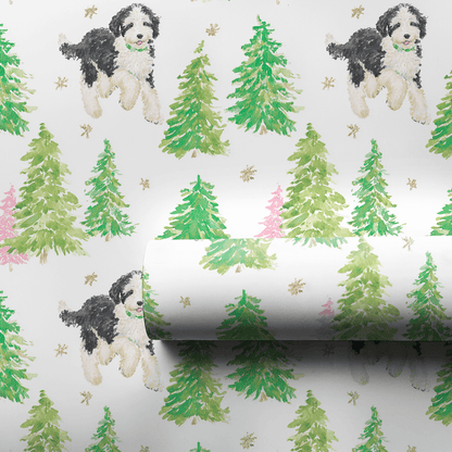 Bernadoodle in the Snow - Wrapping Paper - Aspen & Arlo
