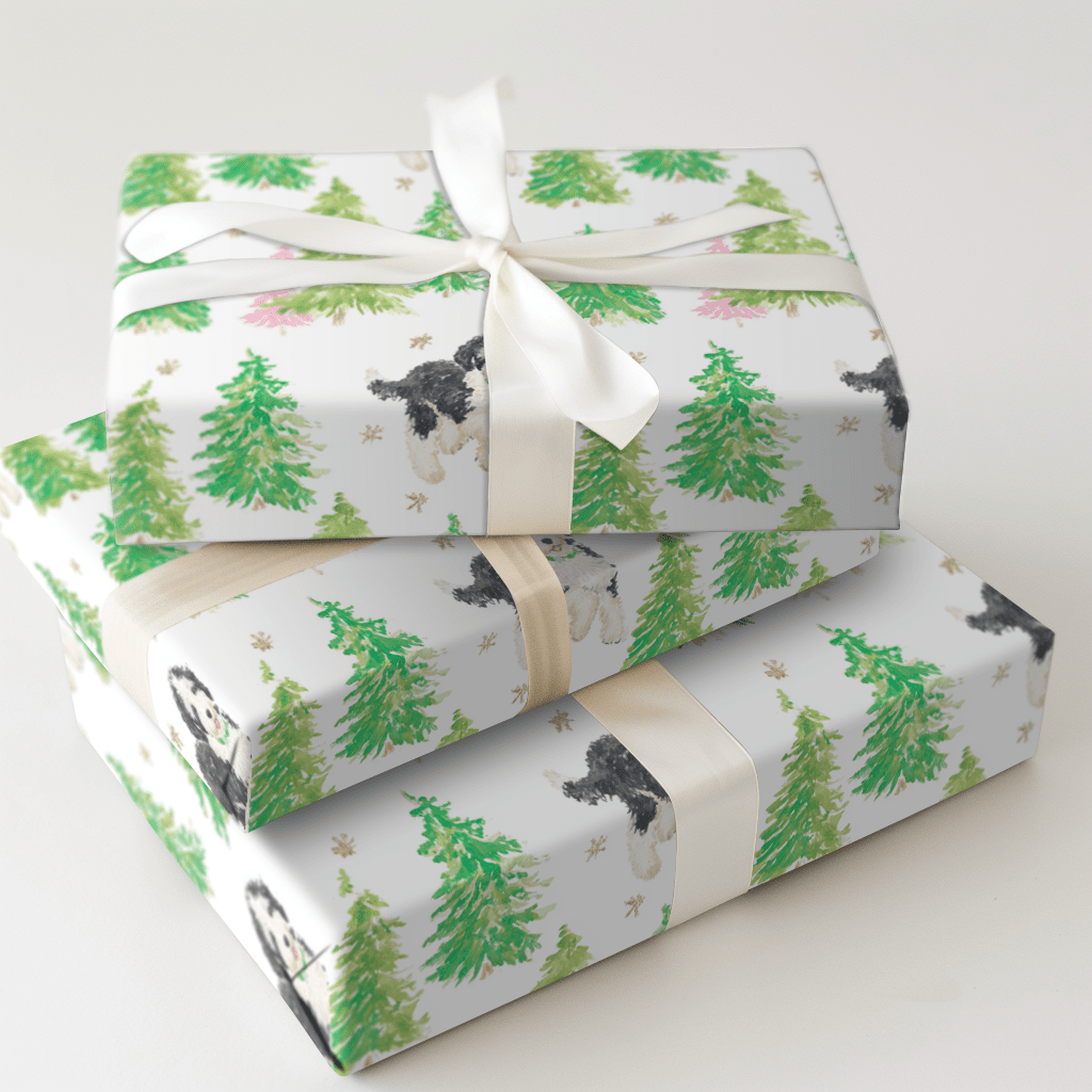 Bernadoodle in the Snow - Wrapping Paper - Aspen & Arlo