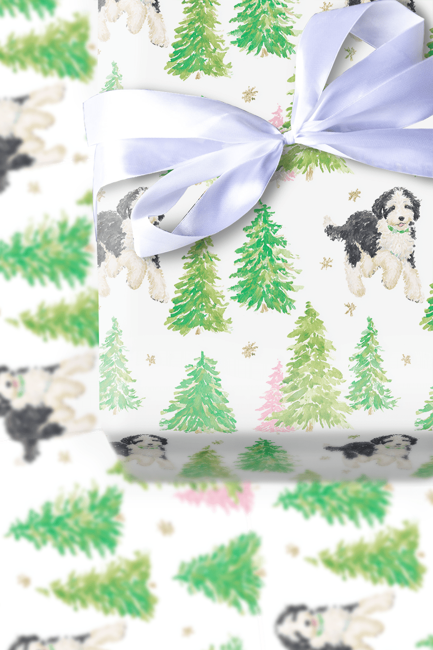 Bernadoodle in the Snow - Wrapping Paper - Aspen & Arlo