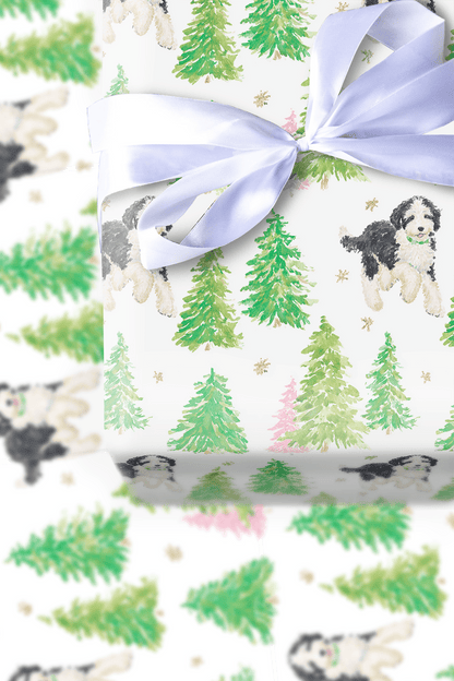Bernadoodle in the Snow - Wrapping Paper - Aspen & Arlo