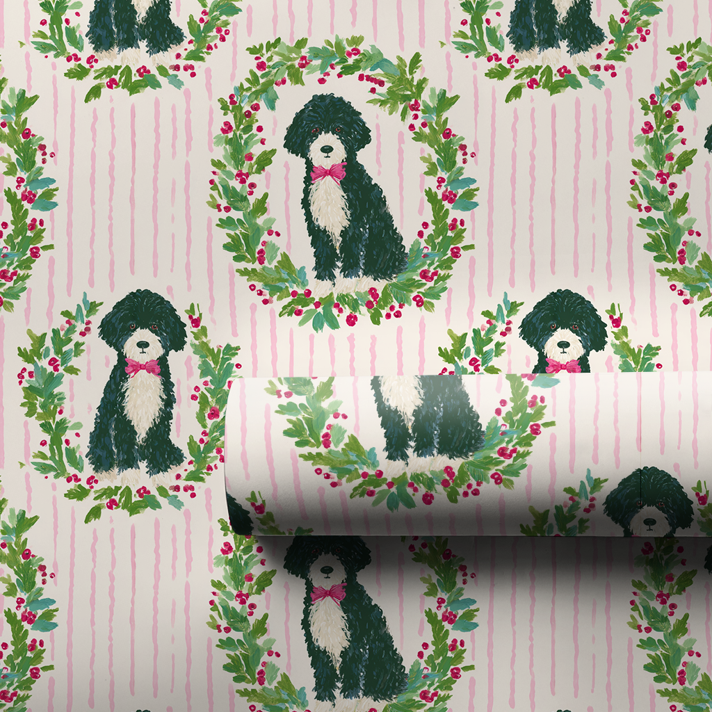 Merry and Bright Portuguese Water Dog