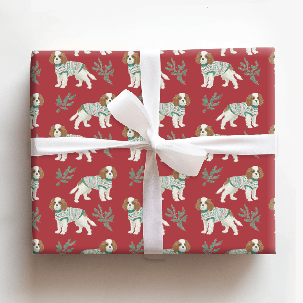 Cozy Cavalier Christmas - Wrapping Paper - Aspen & Arlo