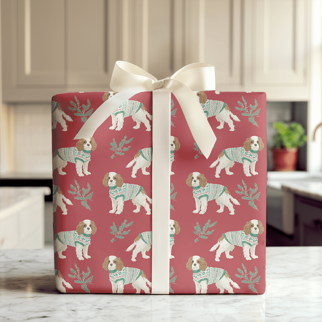Cozy Cavalier Christmas - Wrapping Paper - Aspen & Arlo