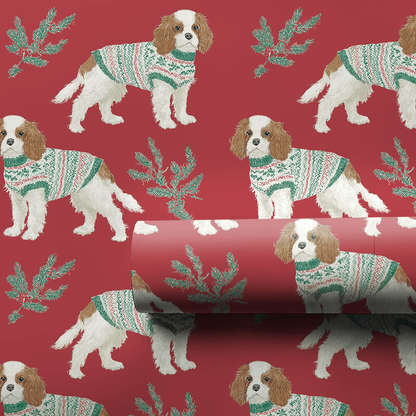 Cozy Cavalier Christmas - Wrapping Paper - Aspen & Arlo