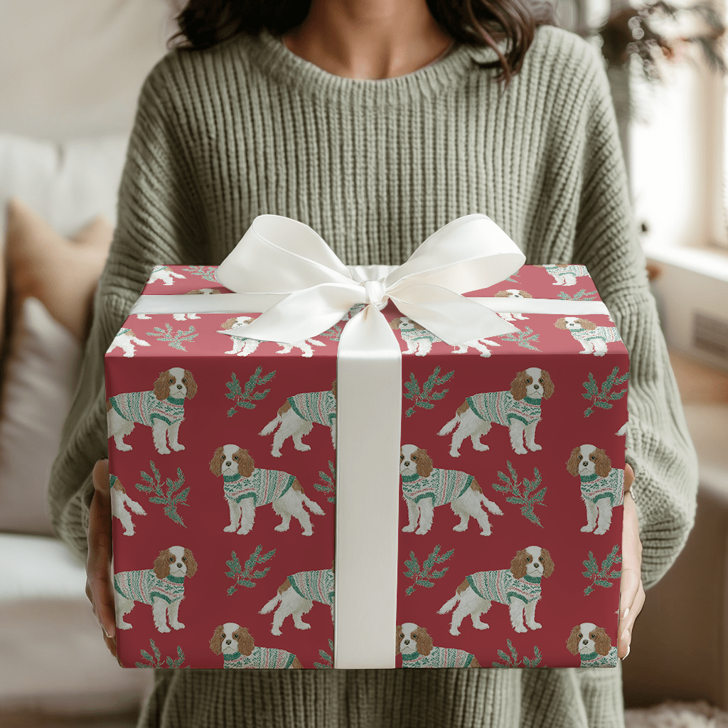 Cozy Cavalier Christmas - Wrapping Paper - Aspen & Arlo
