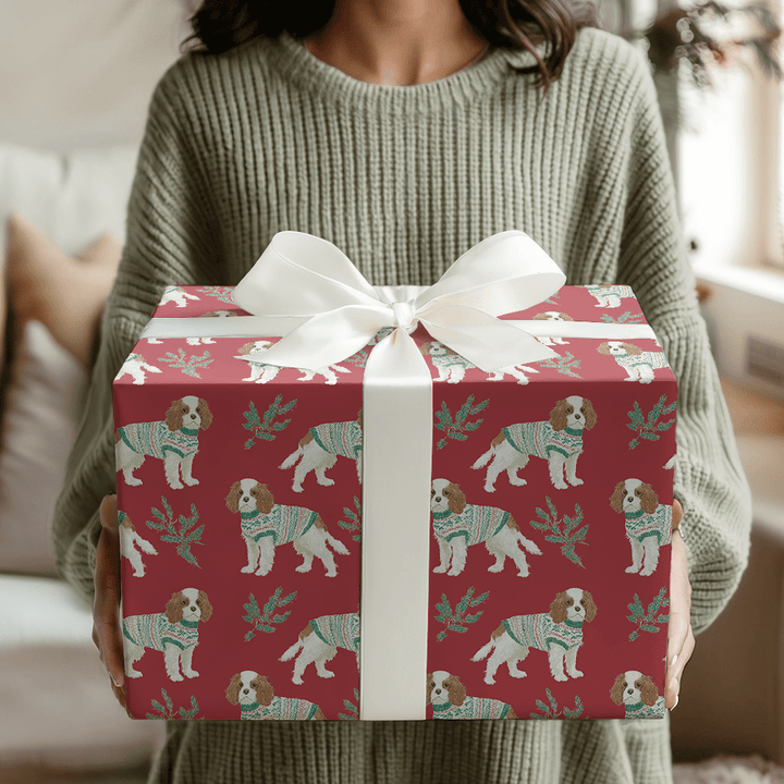 Cozy Cavalier Christmas - Wrapping Paper - Aspen & Arlo
