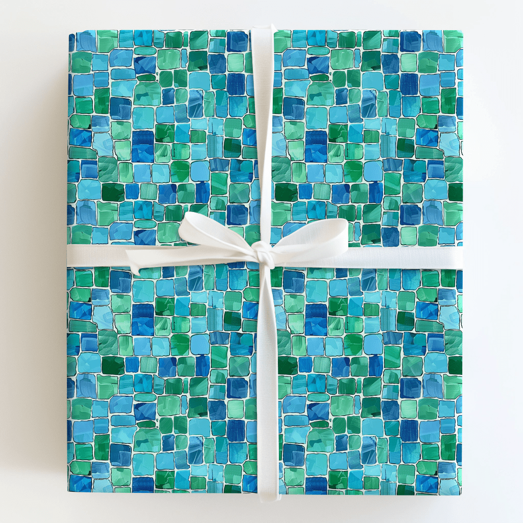 Aqua Mosaic - Wrapping Paper - Aspen & Arlo