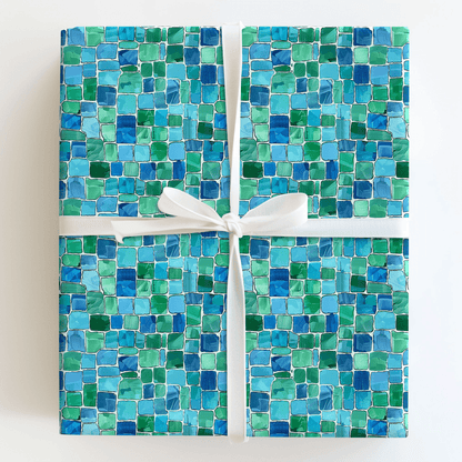 Aqua Mosaic - Wrapping Paper - Aspen & Arlo