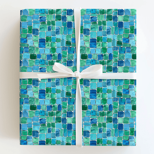 Aqua Mosaic - Wrapping Paper - Aspen & Arlo