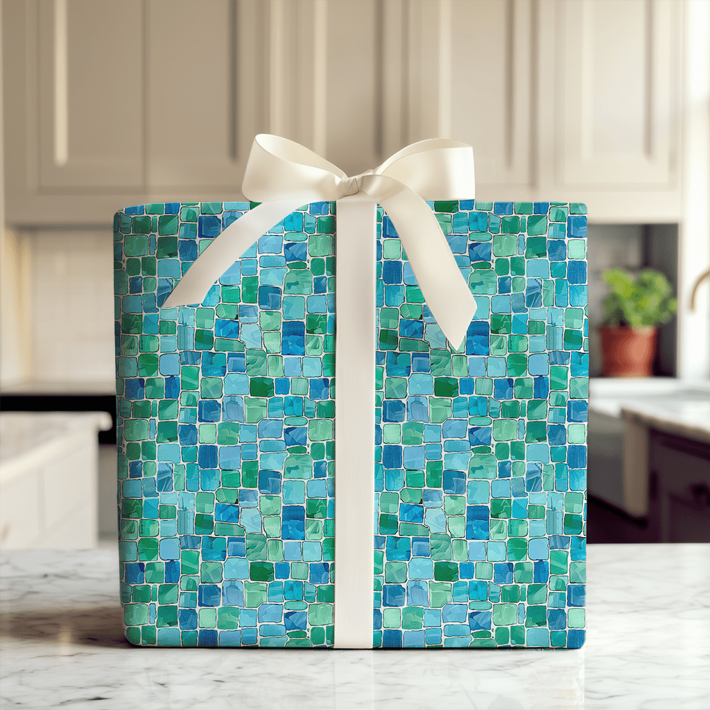 Aqua Mosaic - Wrapping Paper - Aspen & Arlo