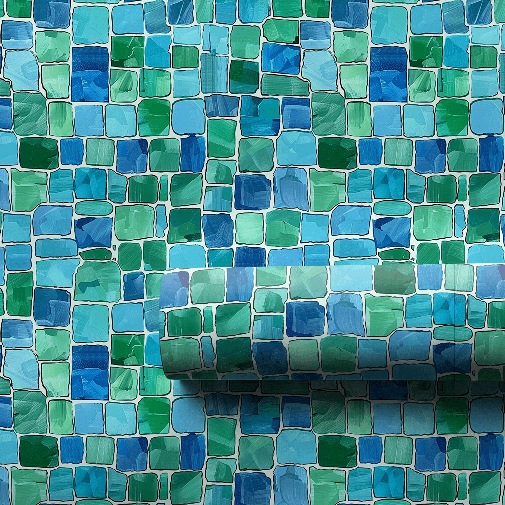 Aqua Mosaic - Wrapping Paper - Aspen & Arlo
